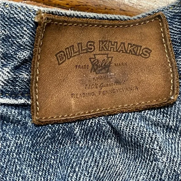 Vintage Bills Khakis Jeans Mens 34x30 Blue Denim Distressed Hem Straight Y2K - Picture 10 of 10